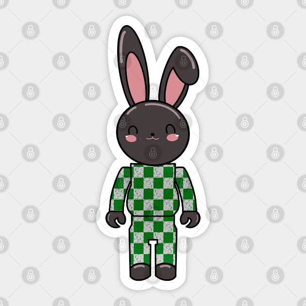 Bunny in checkered jumpsuit Sticker by Belinda Art Cottage